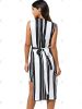 Elegant Wrap V Neck Stripe Asymmetric Slimming Dress