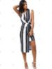 Elegant Wrap V Neck Stripe Asymmetric Slimming Dress