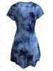 Tie-Dyed Short Sleeve Round Neck Asymmetric Dress