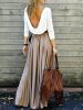 Alluring Long Sleeve Open Back Draped Maxi Dress