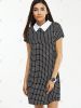 OL Short Sleeve Checkered Pattern Dress