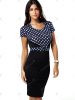 Stylish Polka Dot V-Neck Bodycon Dress