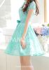 Scoop Neck Short Sleeves Solid Color Elegant Lace Dress