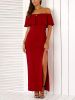 Off The Shoulder High Slit Maxi Dress