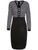 Stylish Women's V-Neck Long Sleeve Polka Dot Bodycon Dress