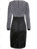 Stylish Women's V-Neck Long Sleeve Polka Dot Bodycon Dress