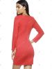 Solid Color Long Sleeve V-Neck OL Dress