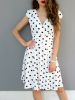 Stylish Women's V-Neck Polka Dot Short Sleeve Dress