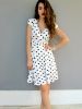 Stylish Women's V-Neck Polka Dot Short Sleeve Dress