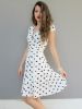 Stylish Women's V-Neck Polka Dot Short Sleeve Dress