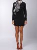 Simple Scoop Neck Long Sleeve Solid Color Slimming Dress