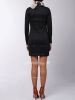 Simple Scoop Neck Long Sleeve Solid Color Slimming Dress
