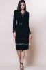 OL Style Turn-Down Collar Long Sleeve Polka Dot Spliced Pencil Dress