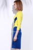 Elegant Square Neck 3/4 Sleeve Color Block Zippered Dress